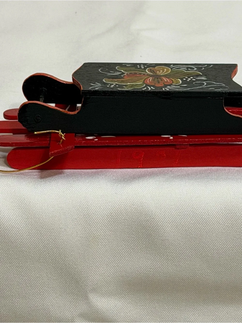 2 Wood Sleigh Sled Primitive Vtg Folk Art Rosemaling Ornaments Dollhouse